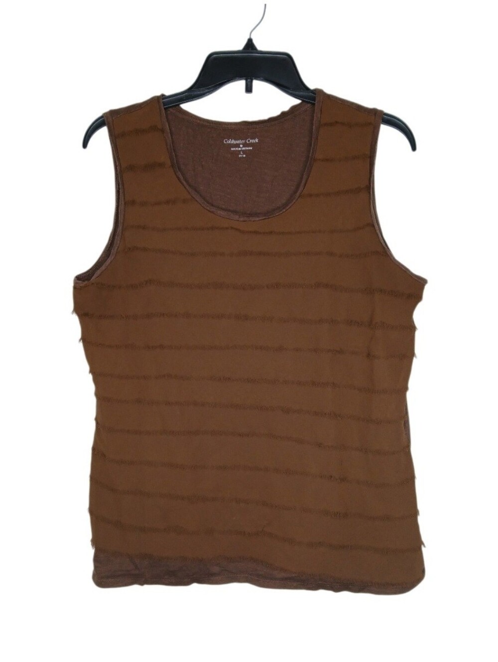 Coldwater Creek Chocolate Brown layered ruffle Scoop Neck Tank